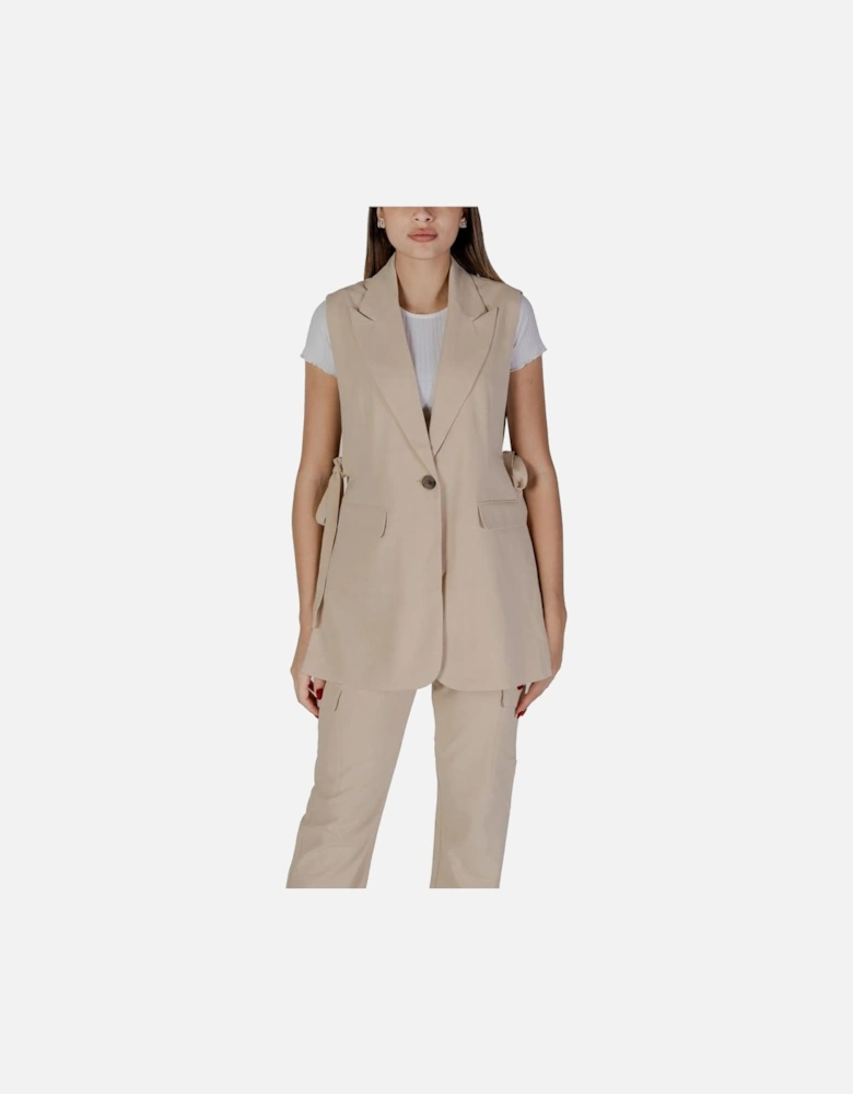 Polyester Viscose Blend Tailored Jacket Women - Beige Suits