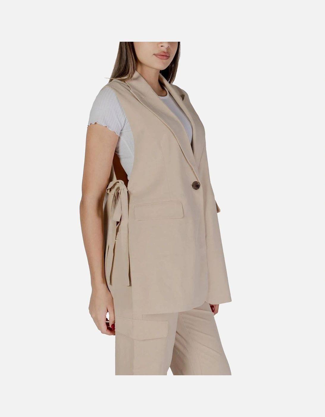 Polyester Viscose Blend Tailored Jacket Women - Beige Suits
