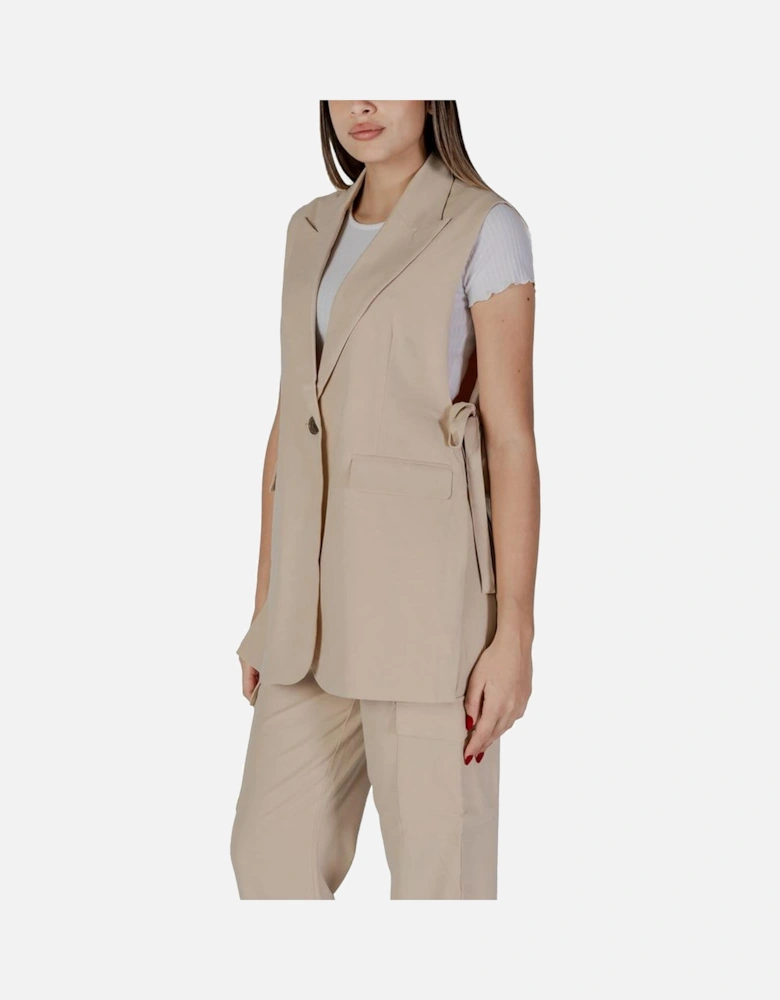 Polyester Viscose Blend Tailored Jacket Women - Beige Suits