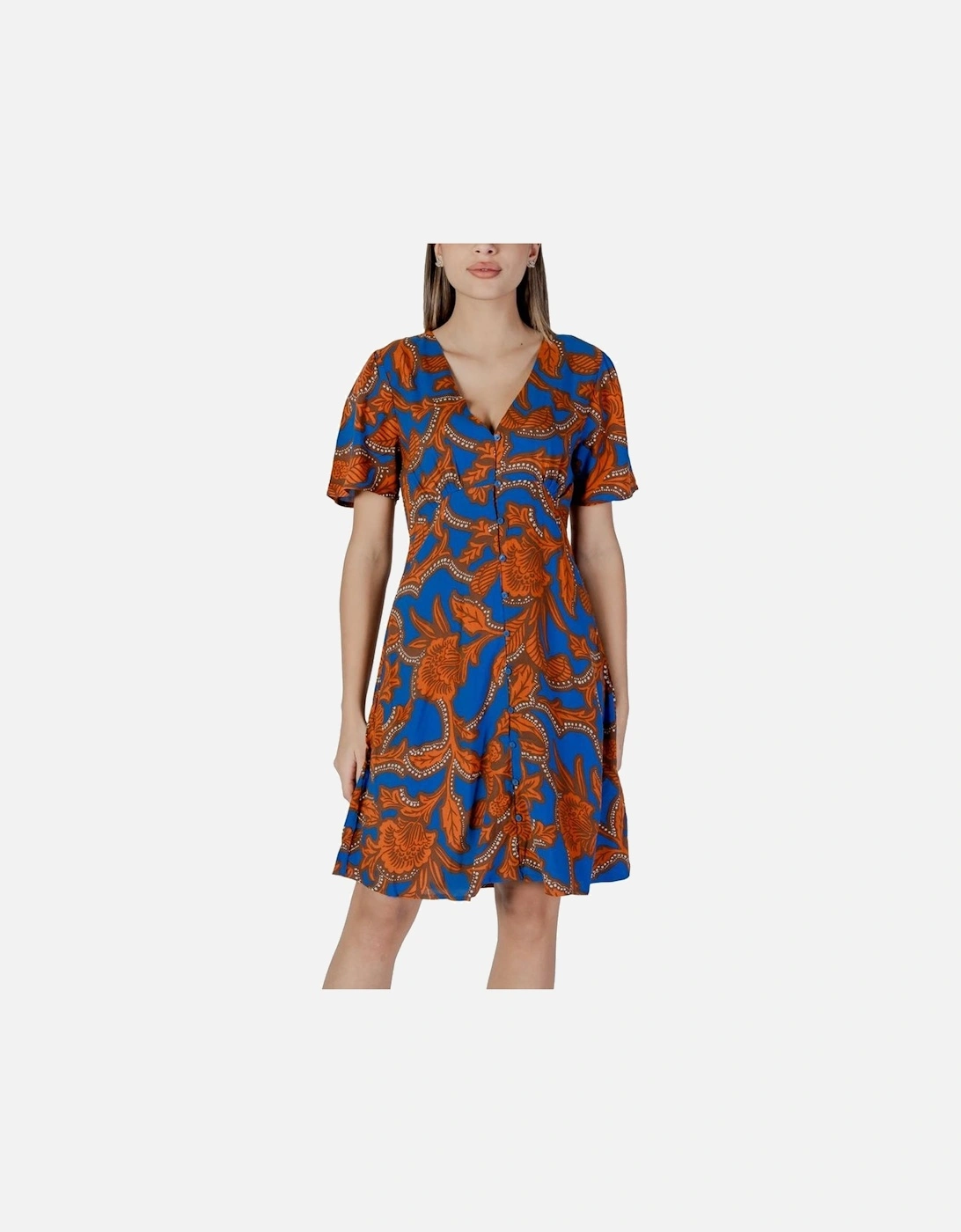 Flowy Viscose Midi Dress Women - Blue Dresses, 5 of 4