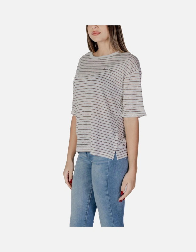 Polyester Viscose Canvas T-Shirts Women - Brown