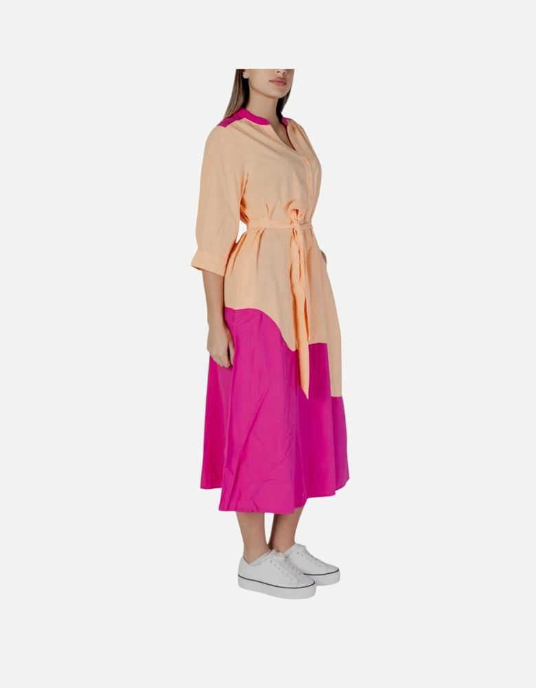 Cotton A-Line Midi Dress Women - Orange Dresses