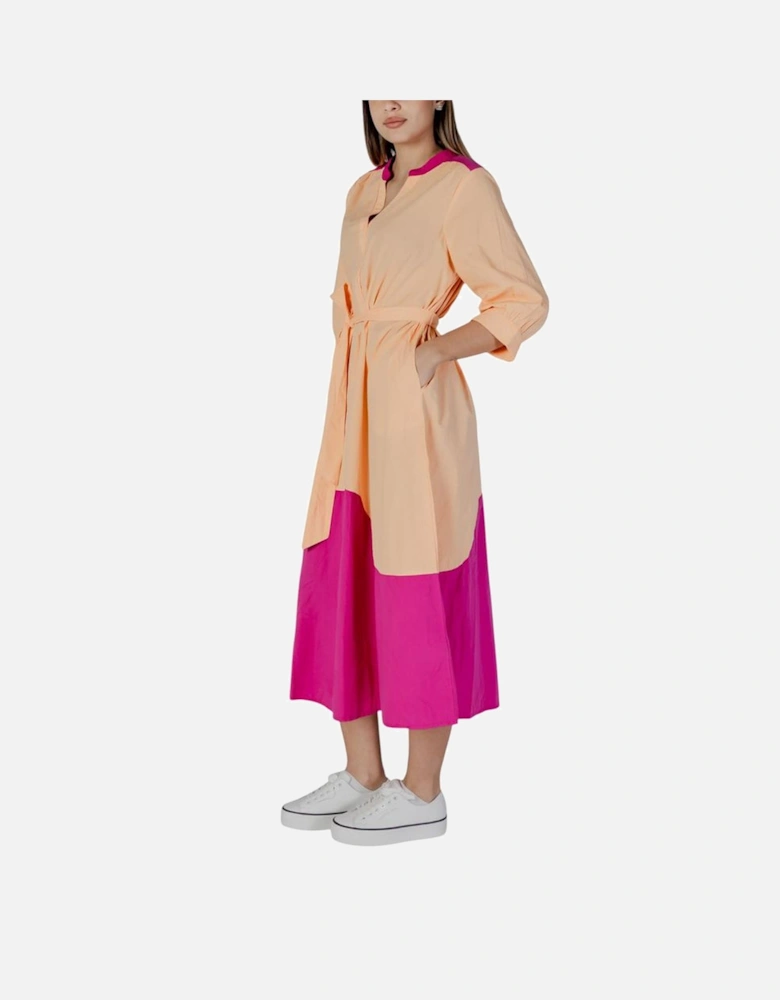 Cotton A-Line Midi Dress Women - Orange Dresses