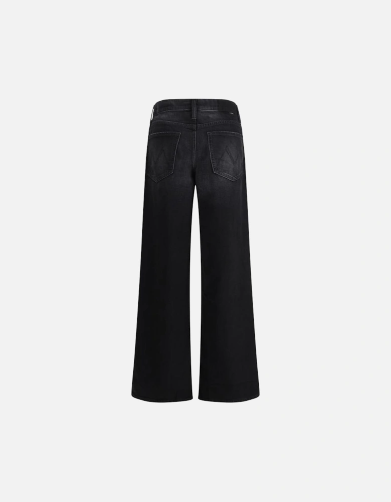 Wide-Leg Spinner Zip Sneak Cotton Jeans Women - Black Jeans