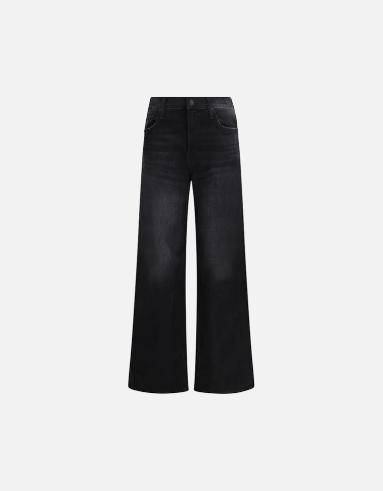 Wide-Leg Spinner Zip Sneak Cotton Jeans Women - Black Jeans