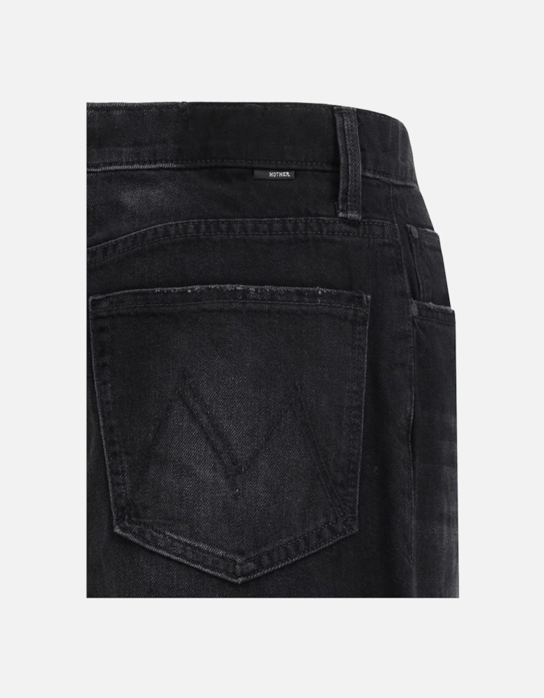 Wide-Leg Spinner Zip Sneak Cotton Jeans Women - Black Jeans