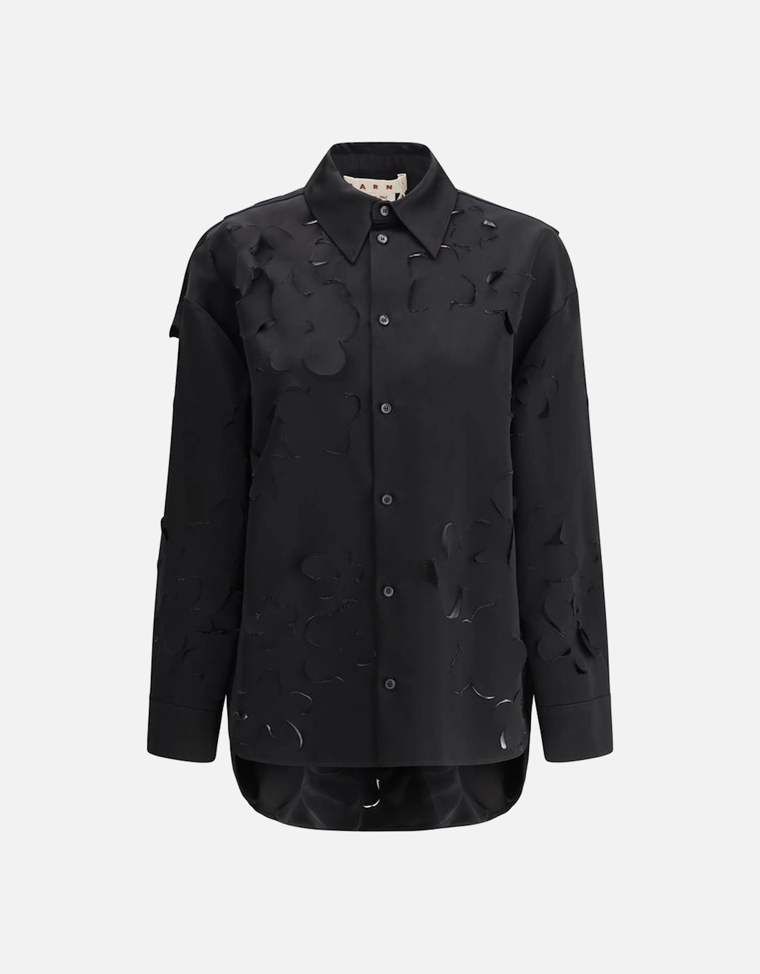 Classic Collar Shirt with Flower Cut-Out Details Women - Blue, 4 of 3