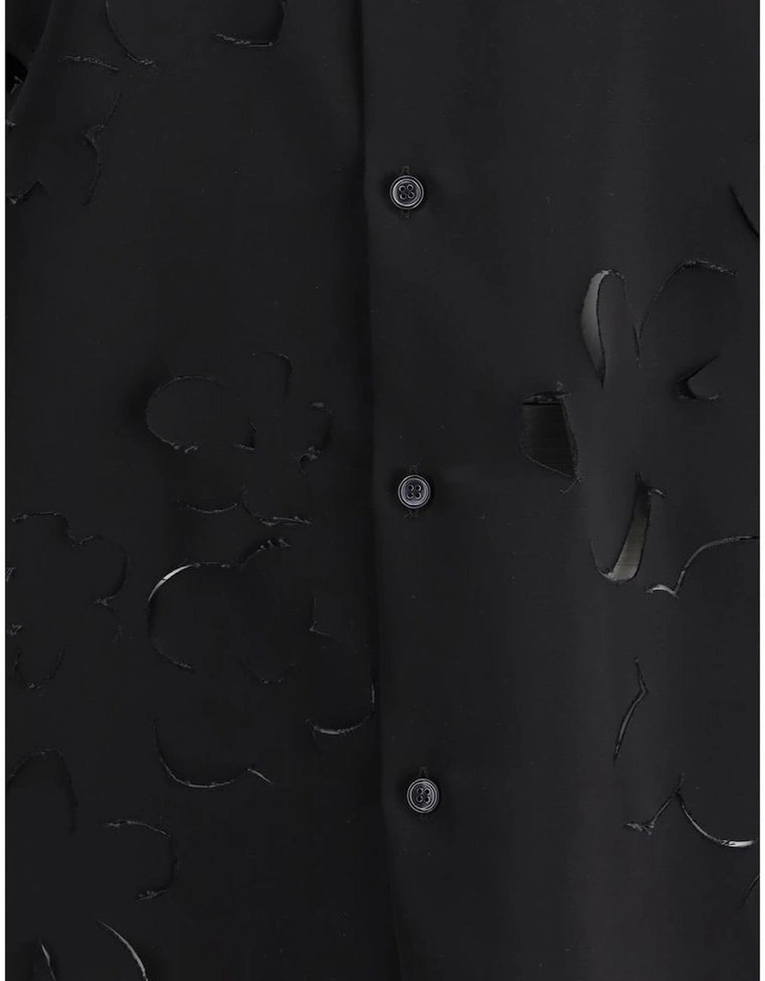 Classic Collar Shirt with Flower Cut-Out Details Women - Blue