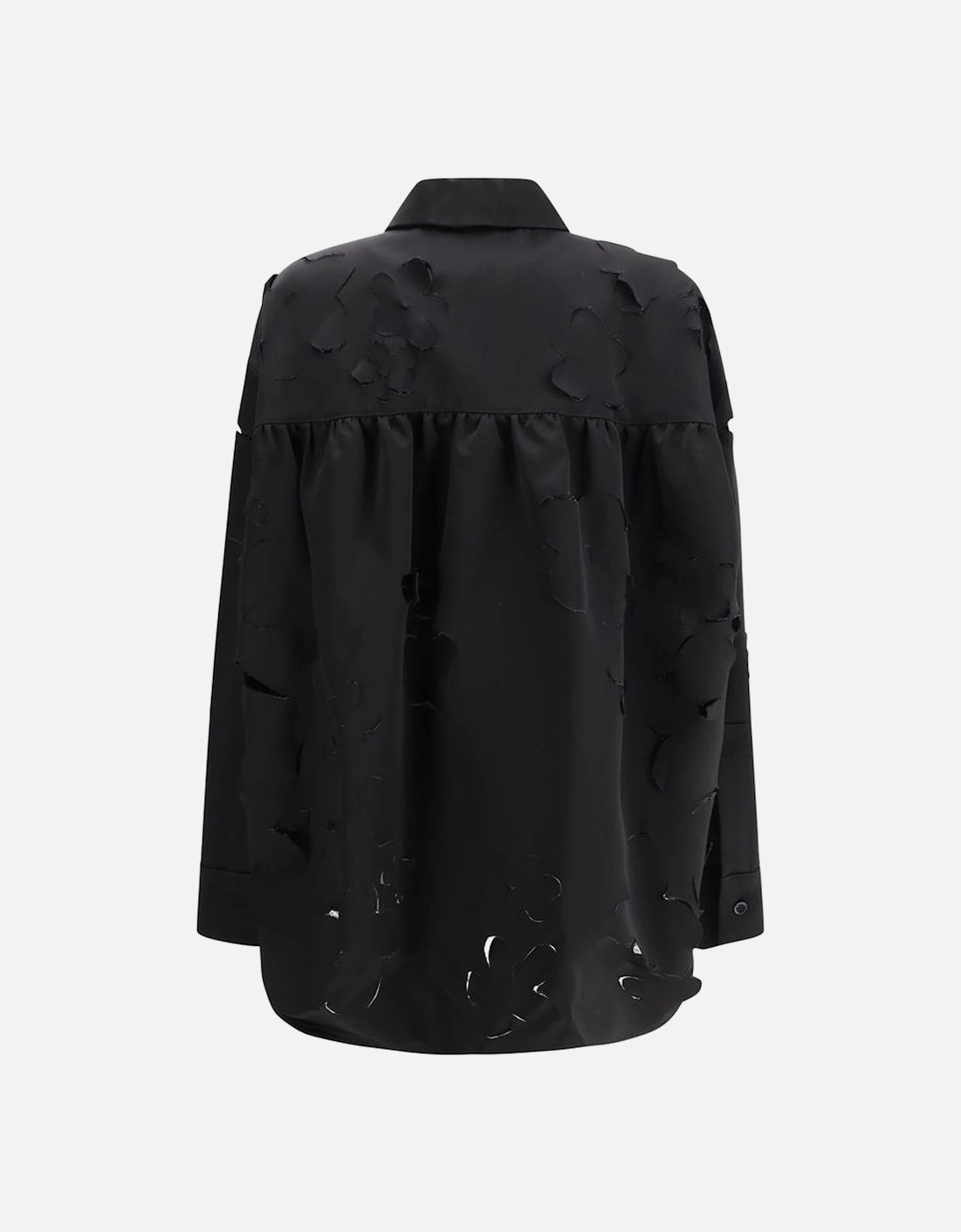 Classic Collar Shirt with Flower Cut-Out Details Women - Blue