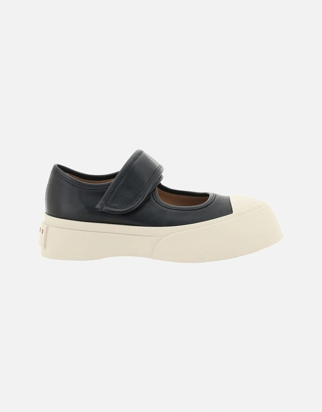 Leather Mary Jane Sneakers with Strap and Monogram Patch Women - Black, 5 of 4