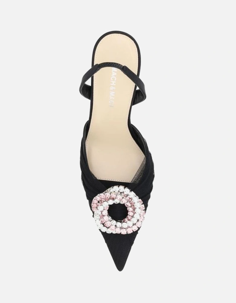 Semi-Transparent Tulle Galaxy Pumps with Rhinestones Women - Black