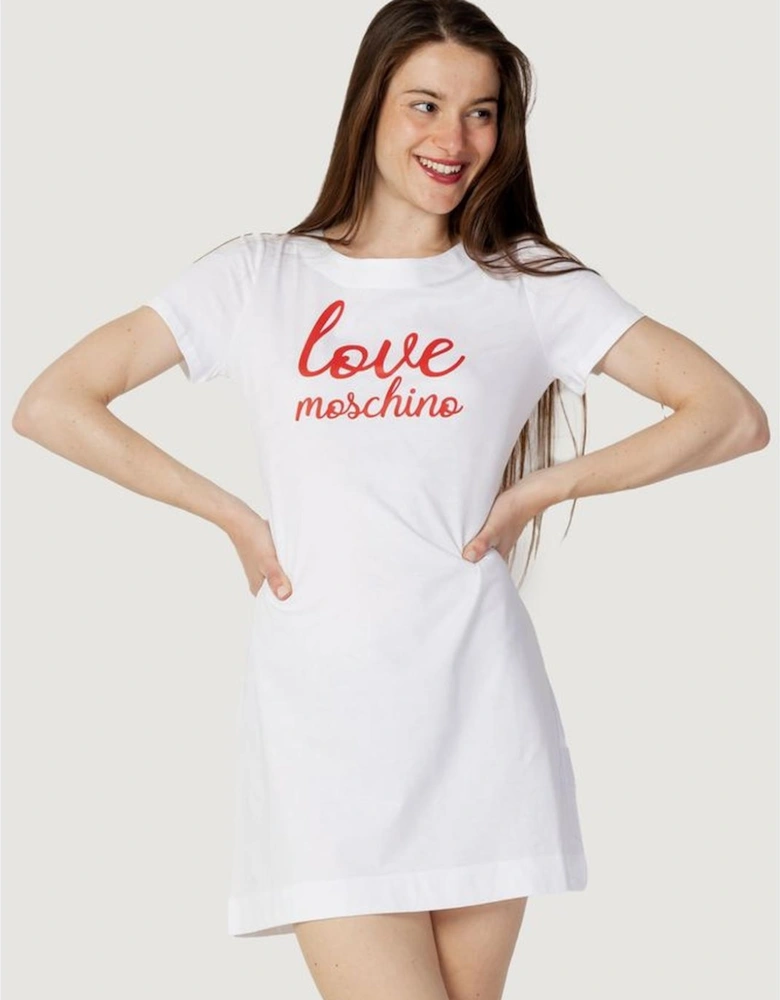 Womens Cotton Short Dress - White Dresses