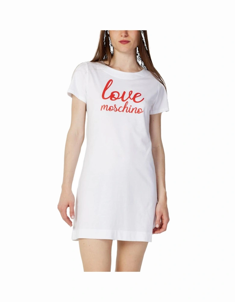 Womens Cotton Short Dress - White Dresses