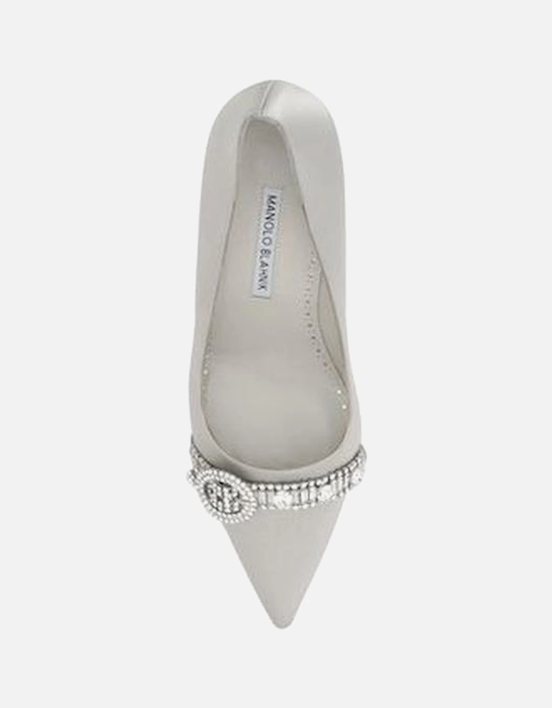 Asapump Satin Rhinestone Buckle Kitten Heel Pumps Women - Silver