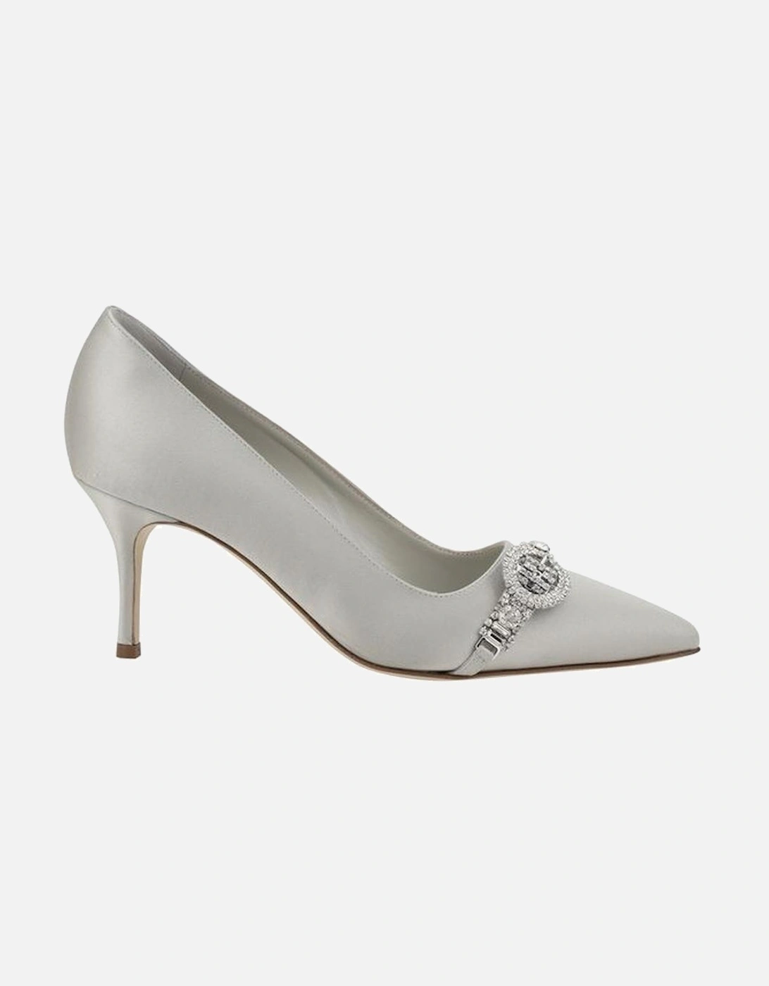 Asapump Satin Rhinestone Buckle Kitten Heel Pumps Women - Silver, 5 of 4