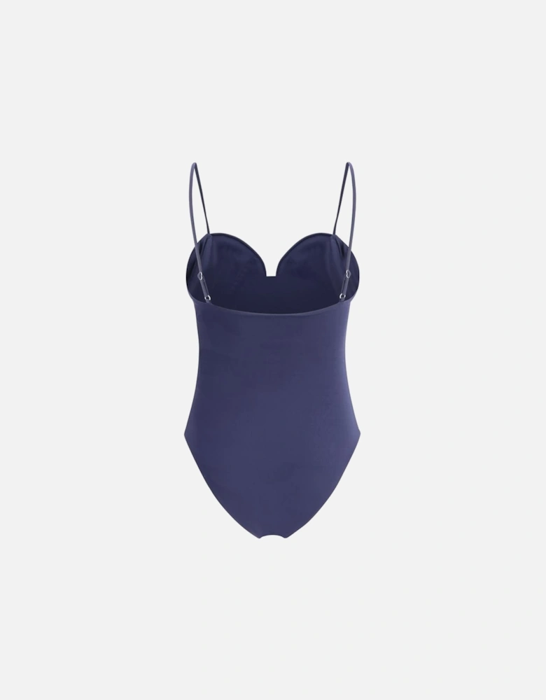 One-Piece Swimsuit with Rose Detail Women - Blue Swimwear