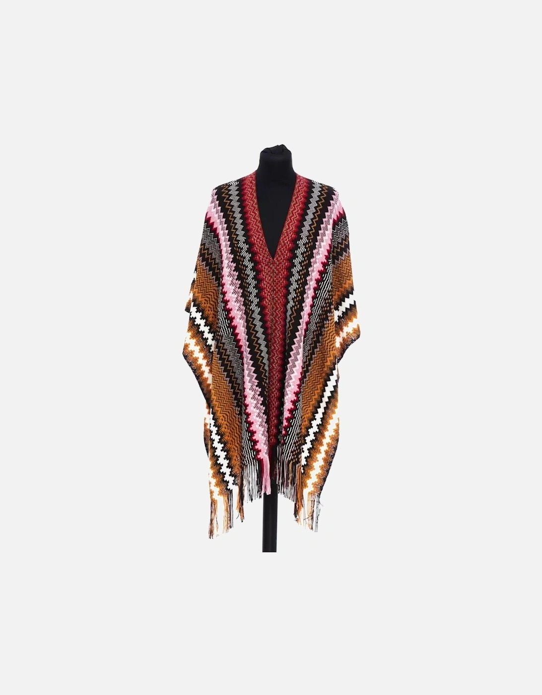 Fringed Geometric Pattern Poncho Women - Multicolor, 4 of 3