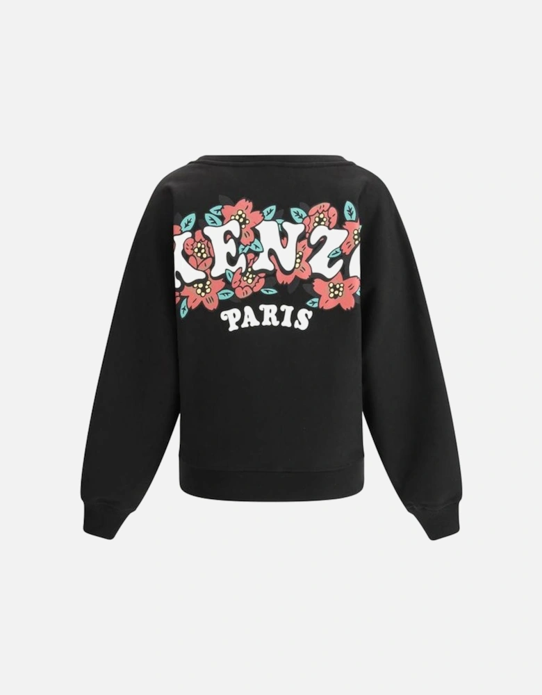 Cotton Sweatshirt with Iconic Monogram Women - Black Sweaters