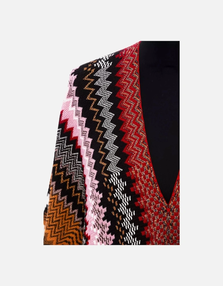 Fringed Geometric Pattern Poncho Women - Multicolor