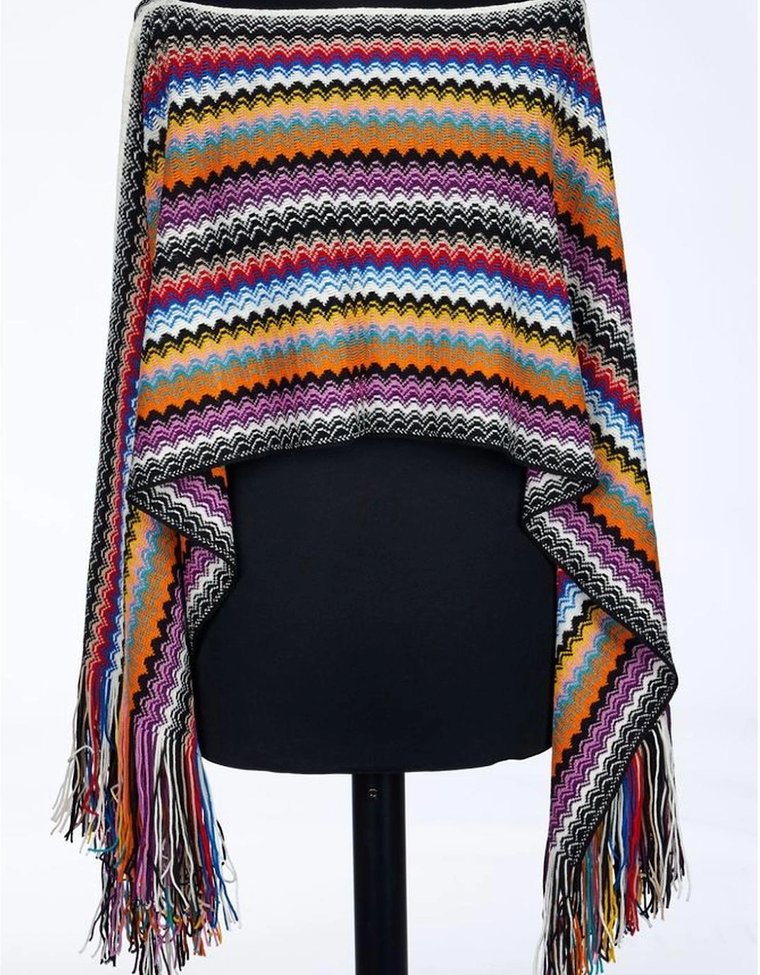 Fringed Geometric Fantasy Poncho Women - Multicolor, 3 of 2