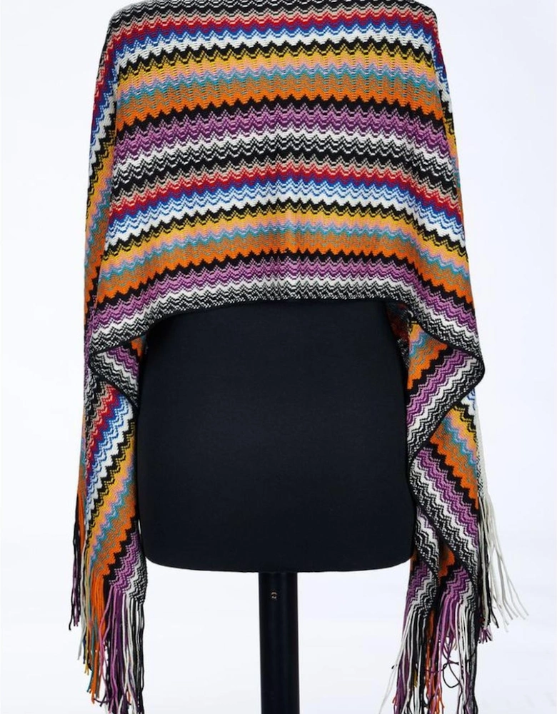 Fringed Geometric Fantasy Poncho Women - Multicolor