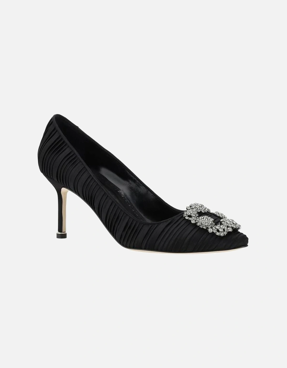 Silk Satin Hangisi Pump with Crystal Buckle Women - Black