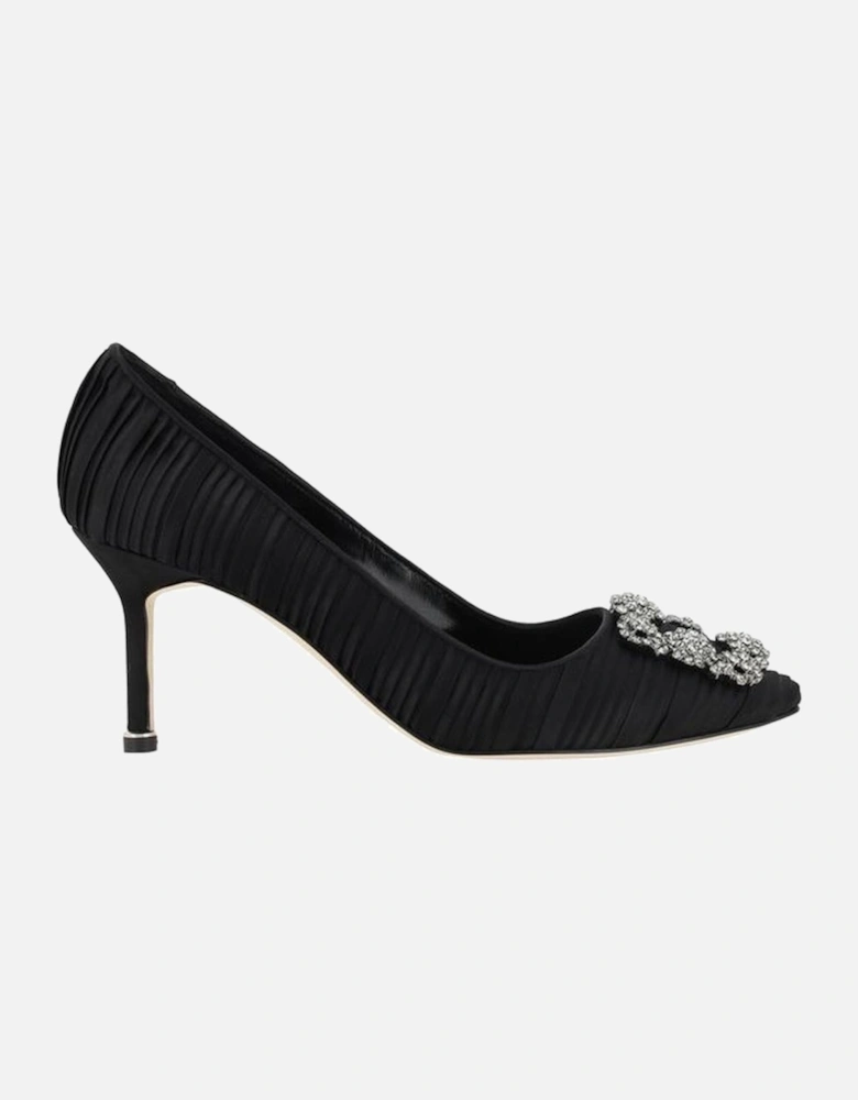 Silk Satin Hangisi Pump with Crystal Buckle Women - Black