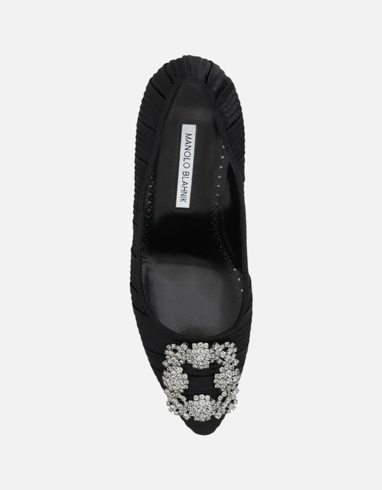 Silk Satin Hangisi Pump with Crystal Buckle Women - Black