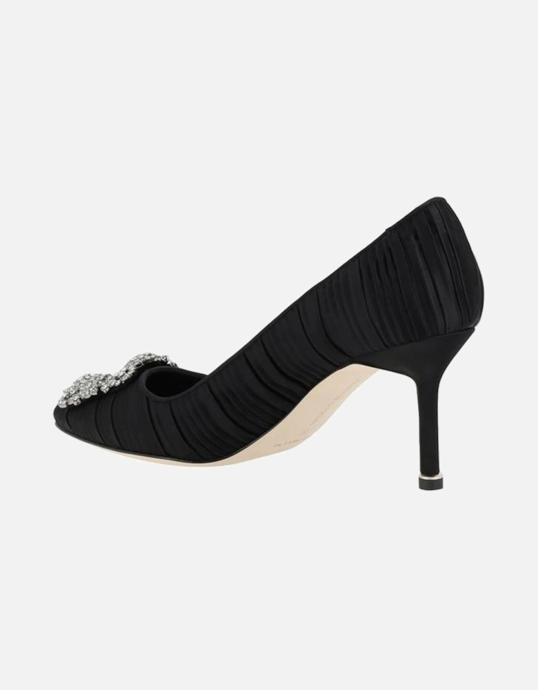 Silk Satin Hangisi Pump with Crystal Buckle Women - Black