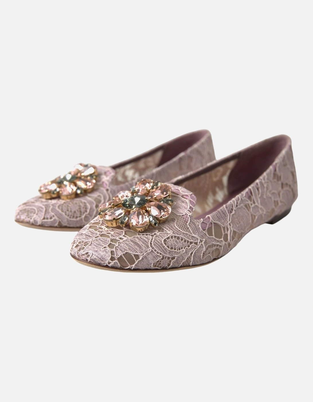 Pink Lace Crystal Ballet Flats Loafers Shoes Women