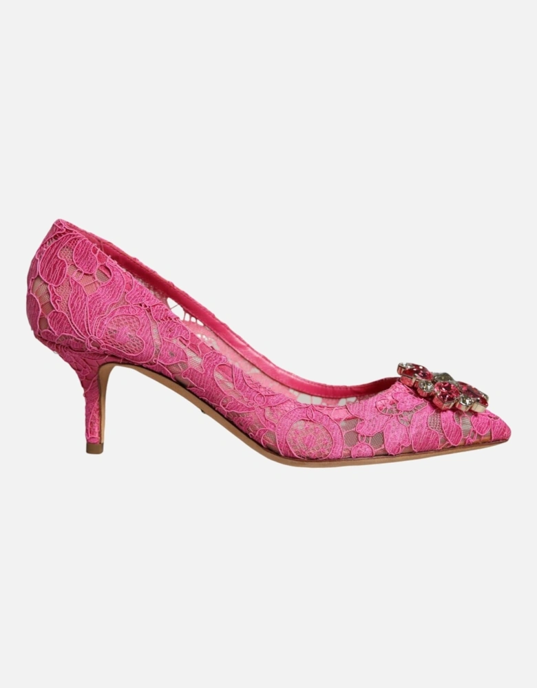 Pink Taormina Lace Crystal Heels Pumps Shoes Women