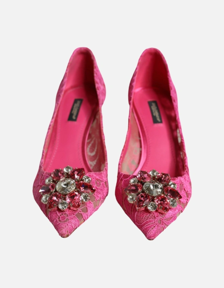 Pink Taormina Lace Crystal Heels Pumps Shoes Women