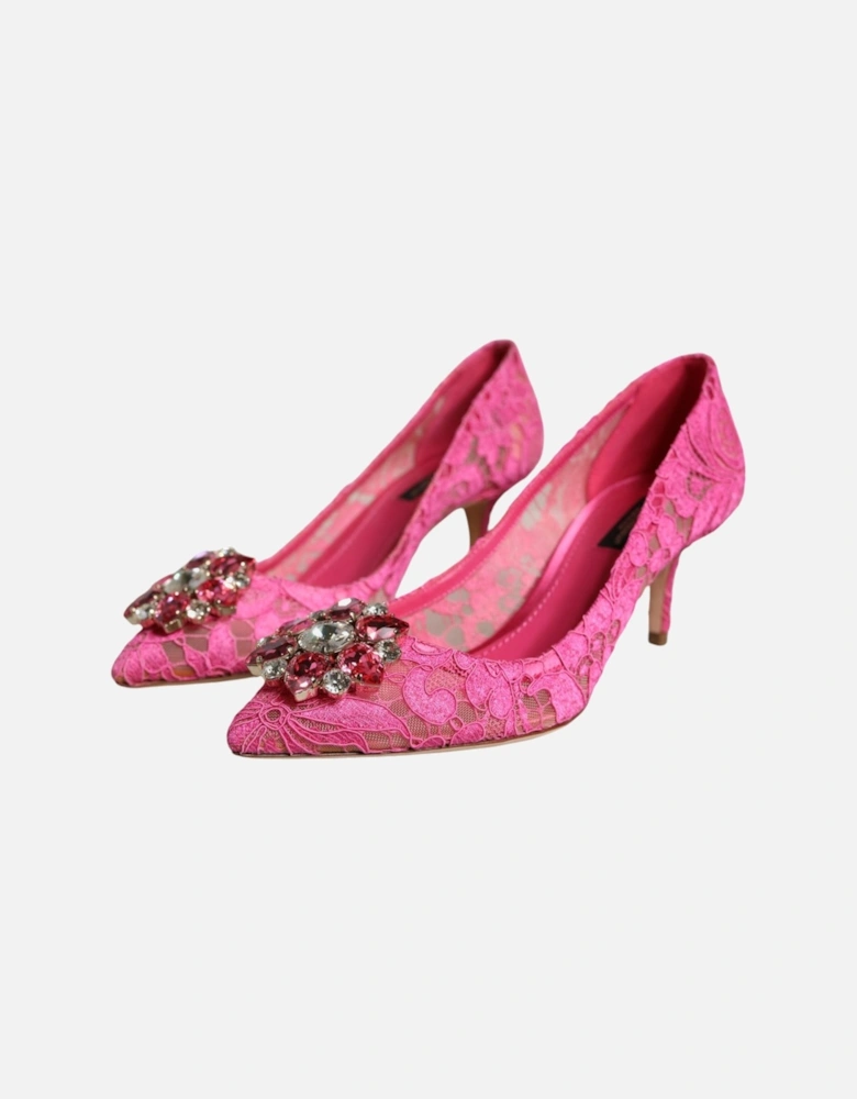 Pink Taormina Lace Crystal Heels Pumps Shoes Women