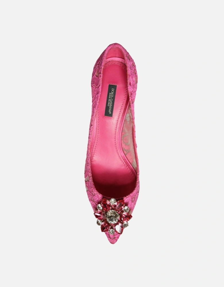 Pink Taormina Lace Crystal Heels Pumps Shoes Women