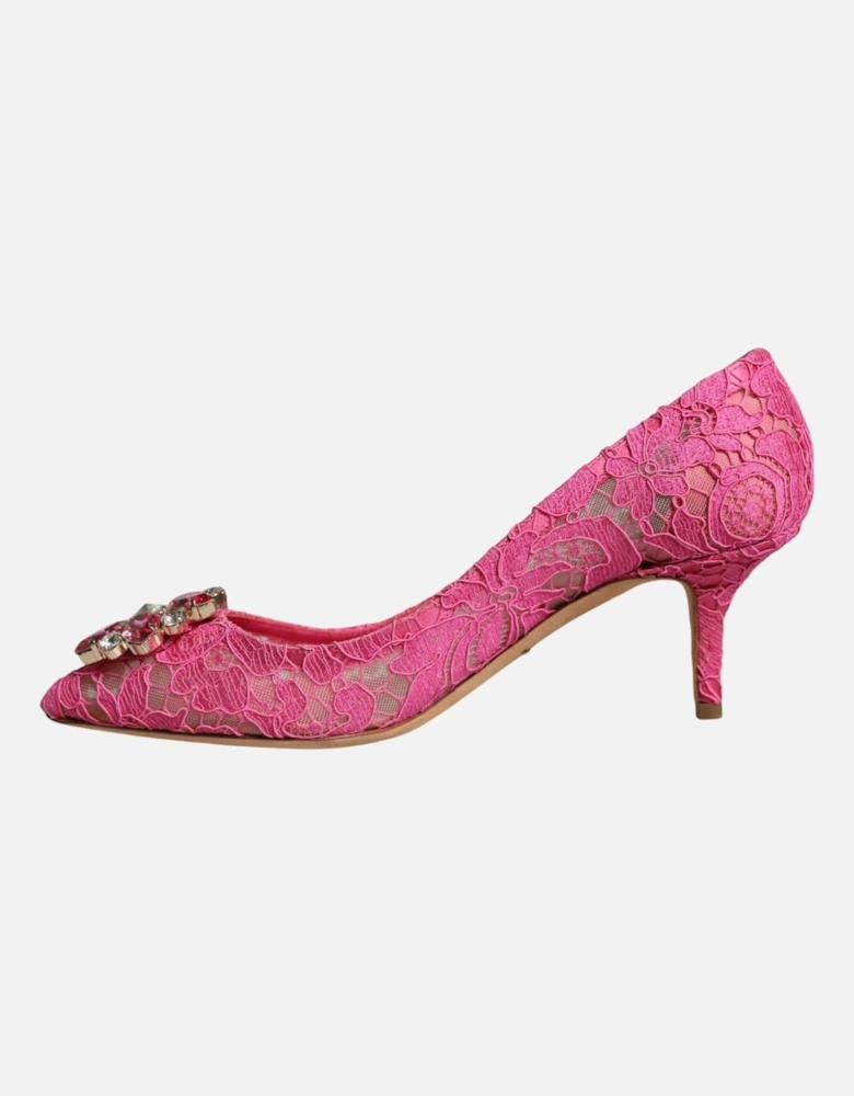 Pink Taormina Lace Crystal Heels Pumps Shoes Women