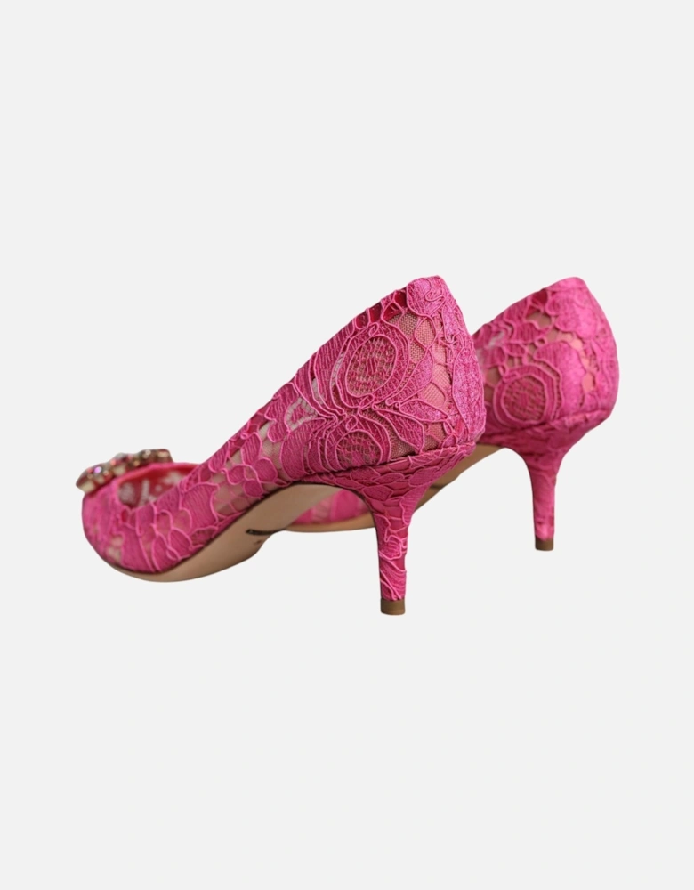 Pink Taormina Lace Crystal Heels Pumps Shoes Women