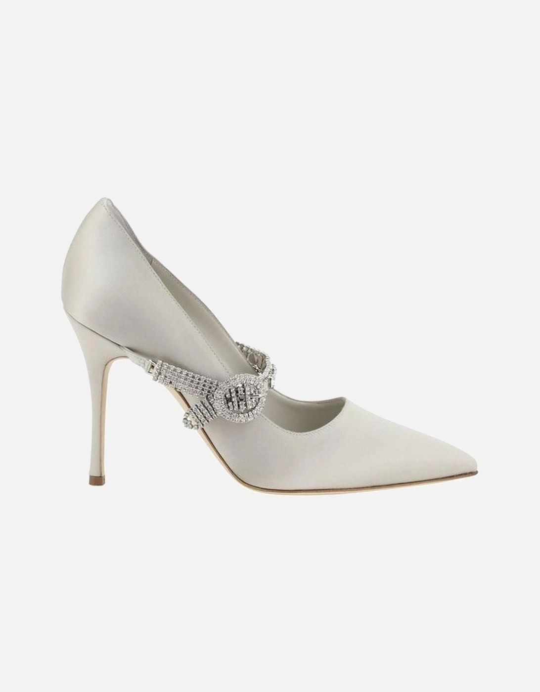 Silk Satin Pumps with Jewel Buckle Strap Women - Gray, 5 of 4