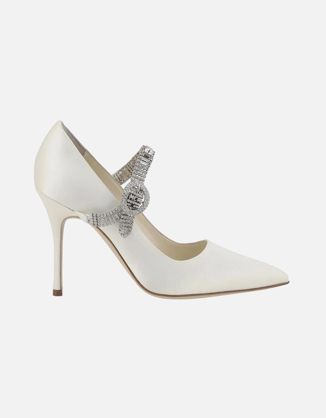 Hamedi Silk Satin Jewel Buckle Stiletto Pumps Women - White, 4 of 3