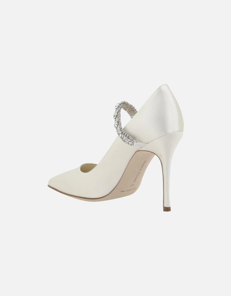 Hamedi Silk Satin Jewel Buckle Stiletto Pumps Women - White