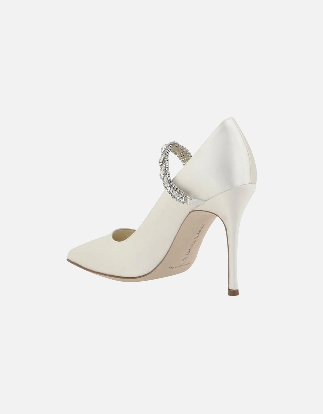 Hamedi Silk Satin Jewel Buckle Stiletto Pumps Women - White