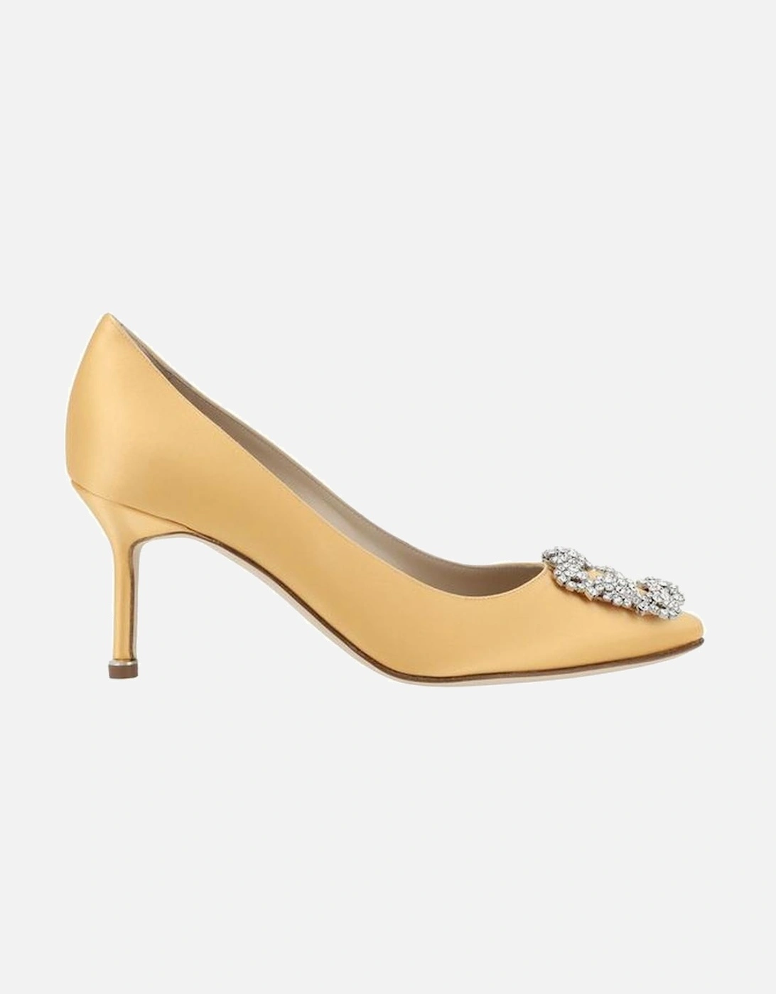 Silk Satin Pumps with Swarovski Crystal Buckle Women - Gold, 5 of 4
