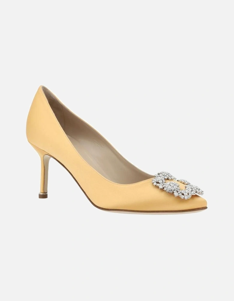 Silk Satin Pumps with Swarovski Crystal Buckle Women - Gold