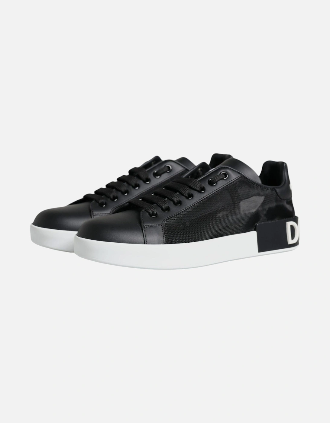 Black Calf Leather Portofino Sneakers Shoes Women