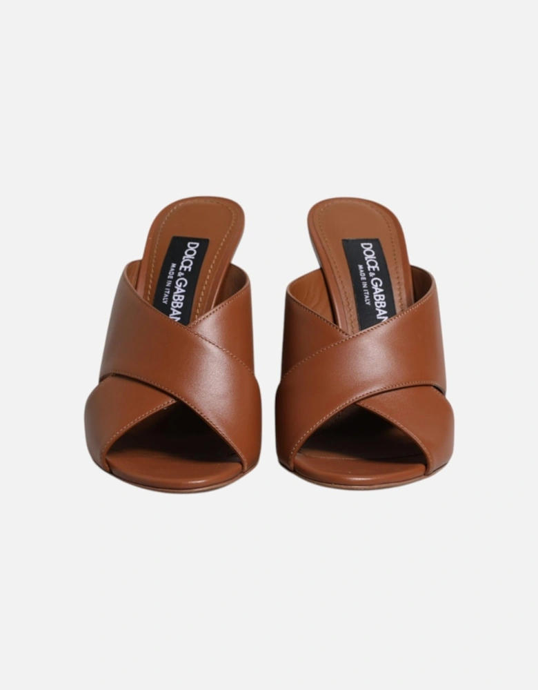 Maroon Logo KEIRA Leather Slides Sandals Shoes Women