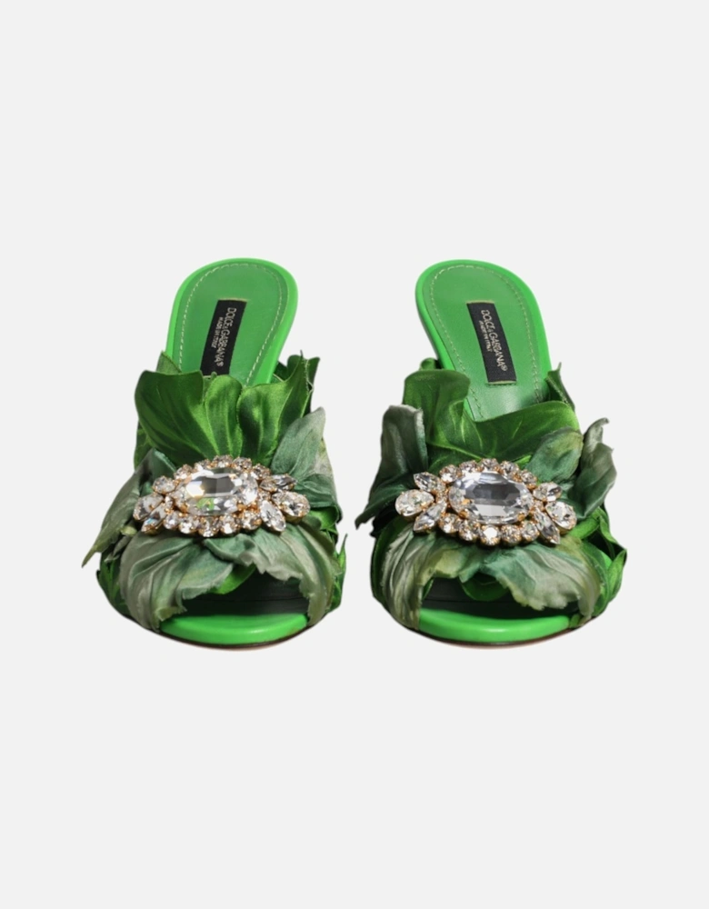 Green Crystal Slides KEIRA Sandal Shoes Women