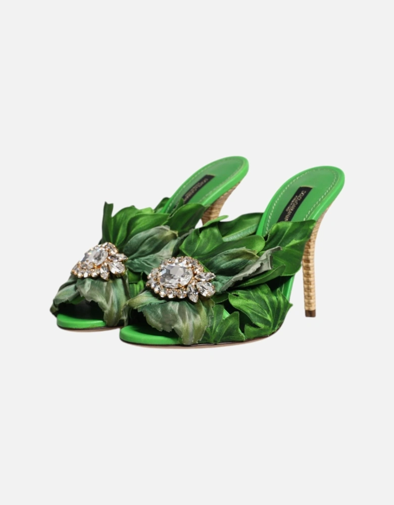 Green Crystal Slides KEIRA Sandal Shoes Women