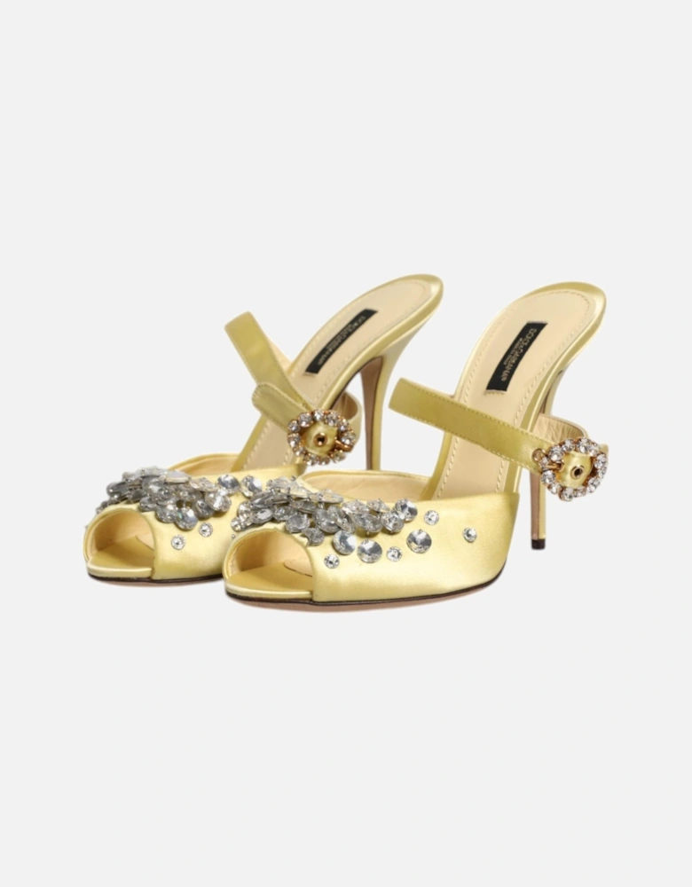 Yellow Crystal Slides KEIRA Sandals Shoes Women