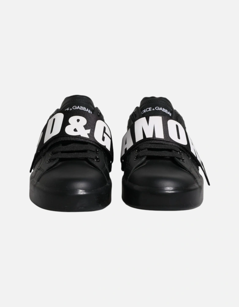 Black D&G AMORE Low Top Sneakers Shoes Women - Black And White