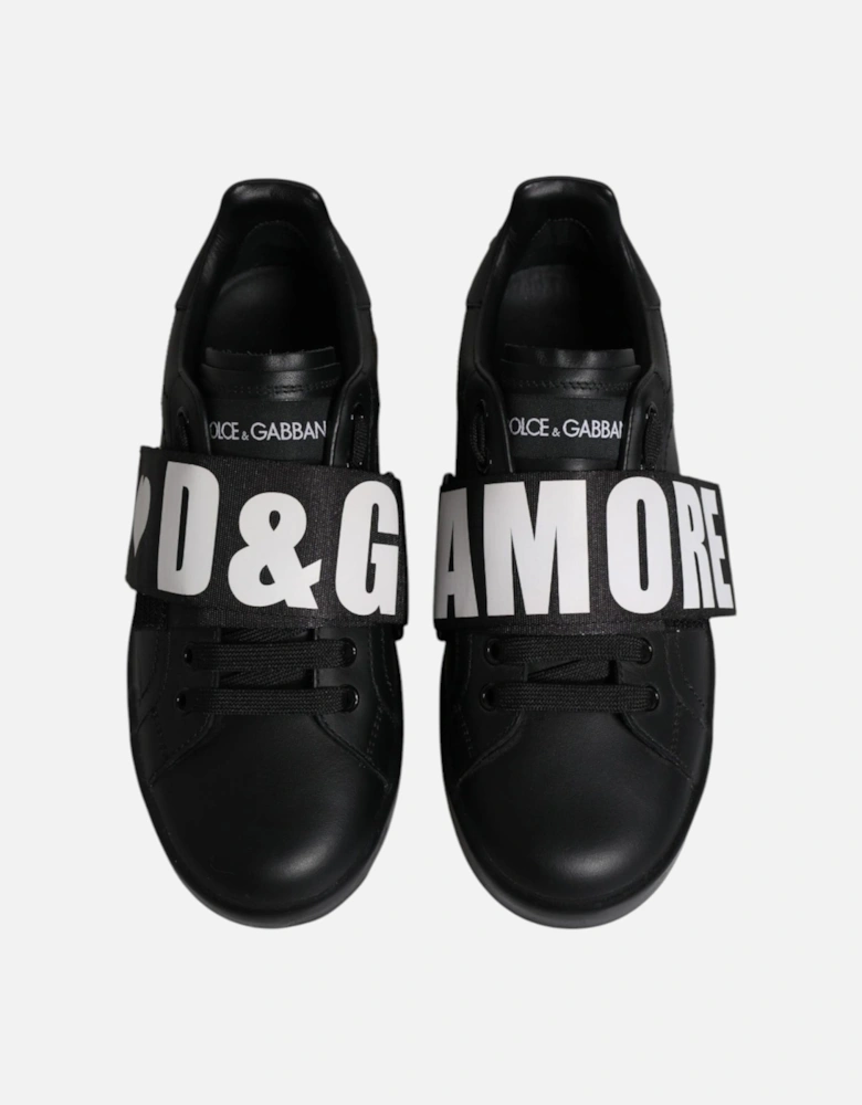 Black D&G AMORE Low Top Sneakers Shoes Women - Black And White