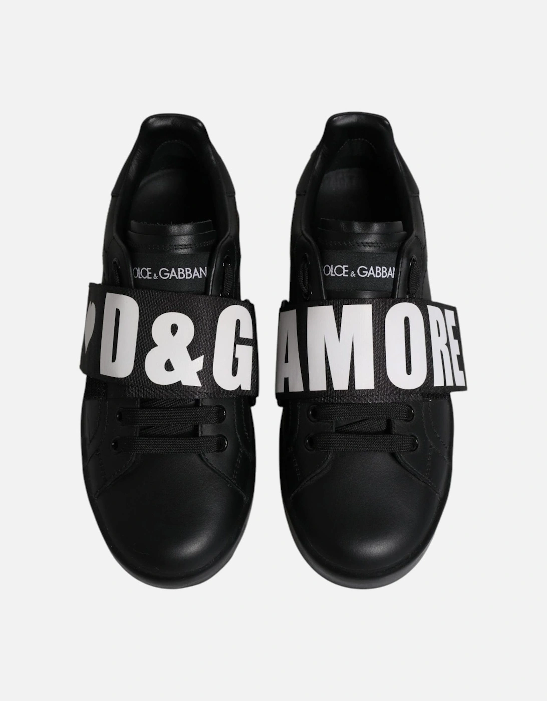 Black D&G AMORE Low Top Sneakers Shoes Women - Black And White